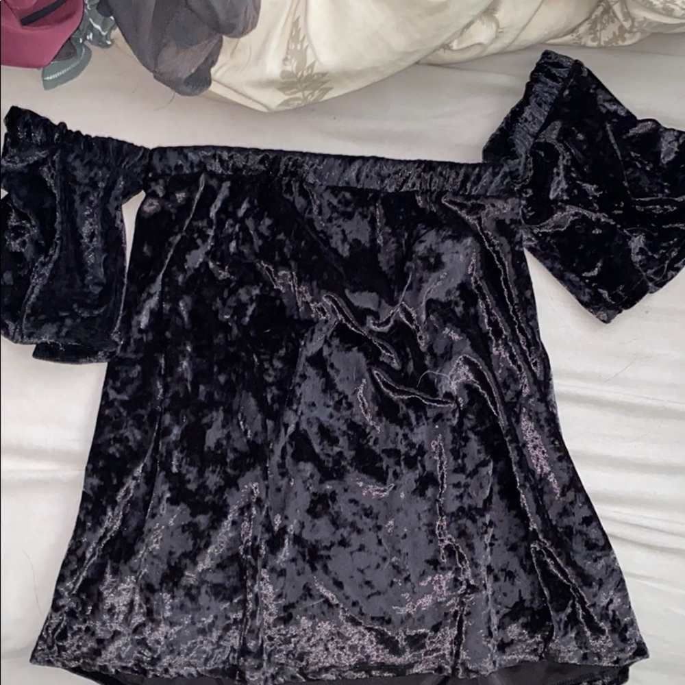Velvet off-the-shoulder top